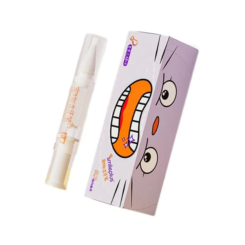 White pet toothbrush pen with 5ml whitening gel for dog and cat dental care