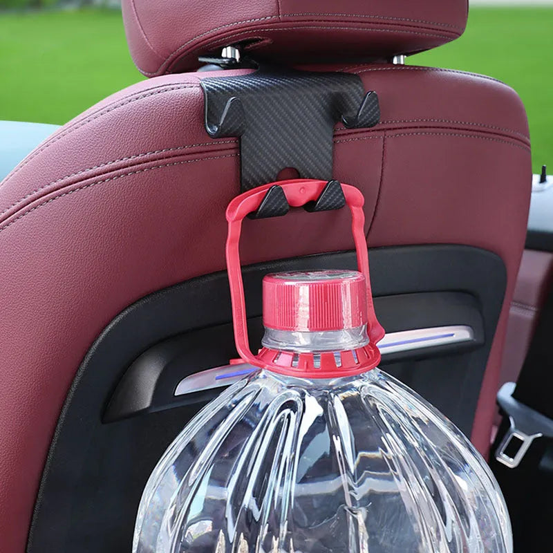 Black car hook and mobile phone bracket for rear seat storage organisation