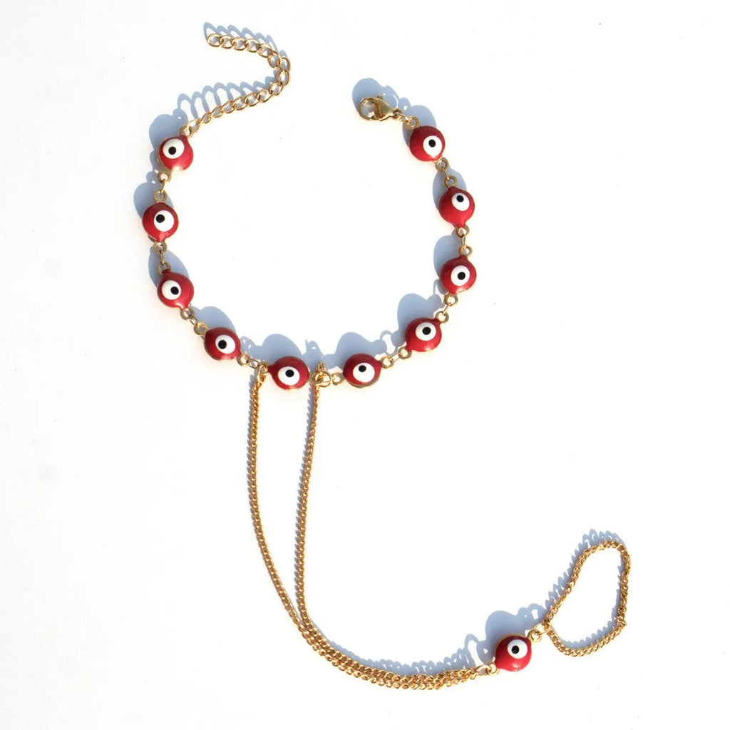 Women's titanium steel round eyes lucky mitten-type bracelet in colourful finish with electroplated coating