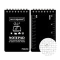 A6 spiral-bound waterproof notepad with stone paper pages in camouflage cover colour.