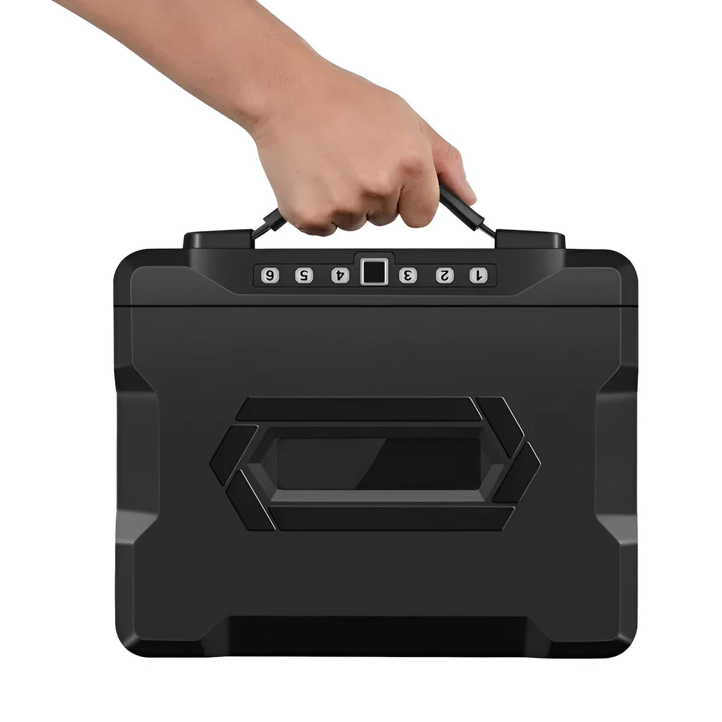 Compact L12 Mechanical 6500G portable steel safe with dual keys and anti-drill plate.