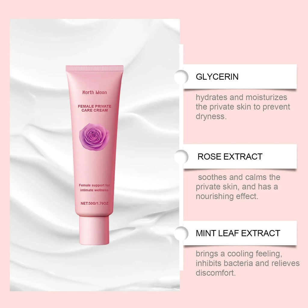 Gentle Care 50g moisturising cream tube for dry skin with rose and peppermint extracts