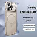 Tempered glass phone case for iPhone 15 with magnetic suction and frosted finish