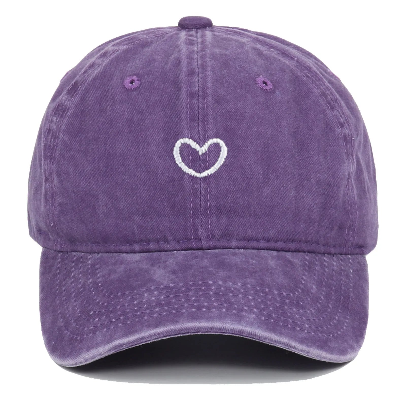 Adjustable retro-style cotton baseball cap with embroidered detailing, shown in a selection of colours.