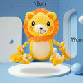 Lion and monkey plush squeaky dog toys for medium large breeds showing size comparison