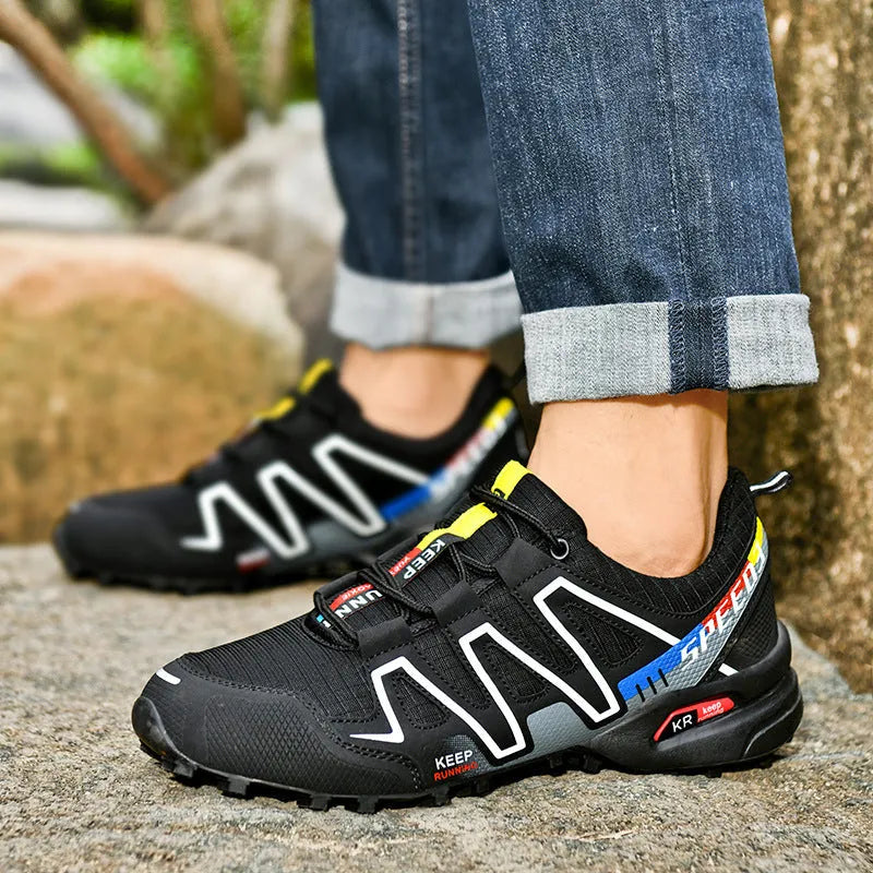 Men's grey orange plus size casual running shoes with low-top design and rubber soles