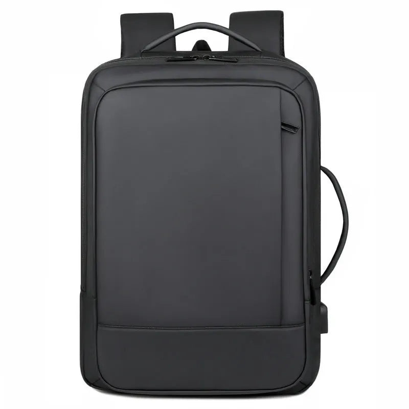 Black or grey waterproof Oxford cloth business travel backpack with curved shoulder strap and hand-carrying functionality