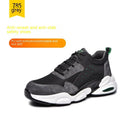 Flyknit mesh breathable labour insurance shoes with anti-smash anti-puncture protection in black colour