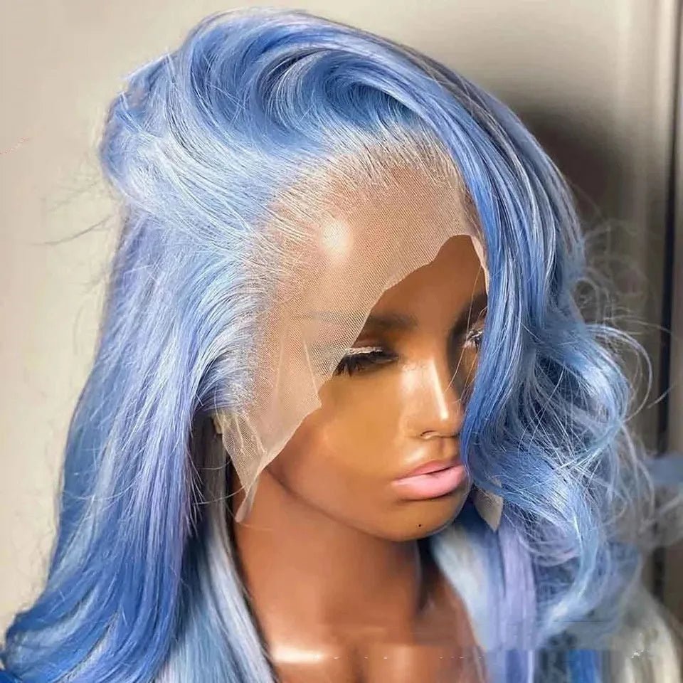 Body wave human hair lace front wig on a mannequin head showing the lace frontal and curls.