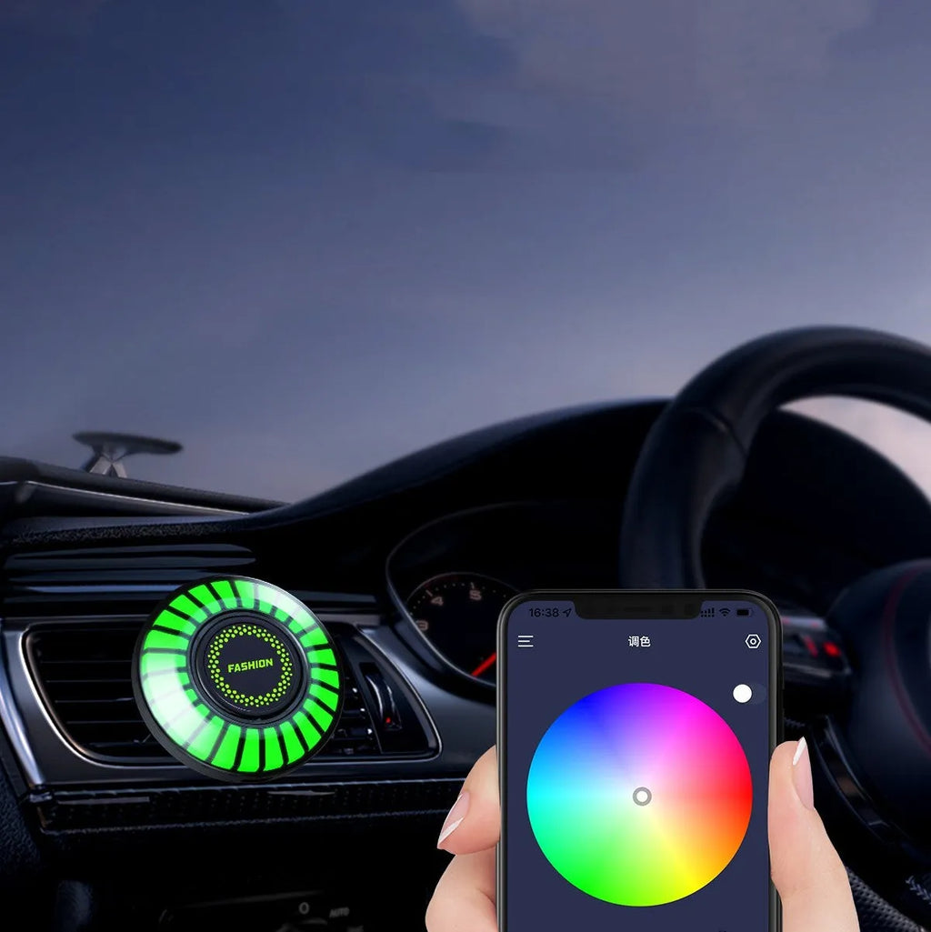 Car air vent atmosphere light with RGB lighting and aromatherapy diffuser