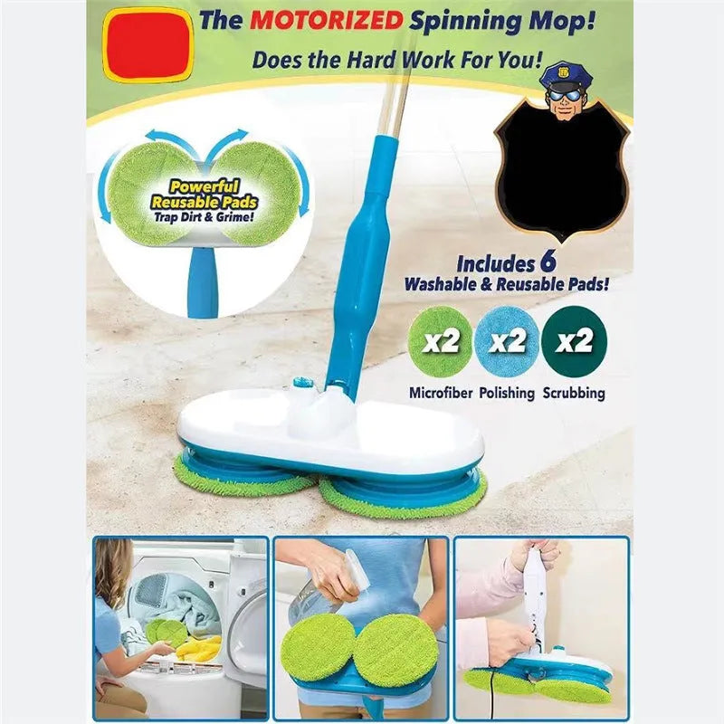 Wireless electric floor mop with handheld design and multiple cleaning pad attachments