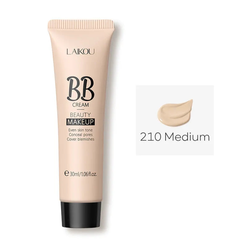 30ml BB cream bottle showing nine colour shades from ivory white to brown for natural makeup coverage