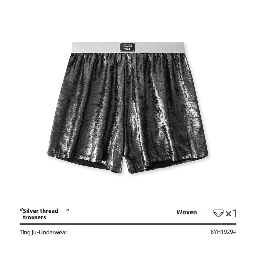 Woven polyester mid waist loose fit sports underwear in Streamer Color with reflective bright silver details