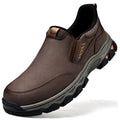 Men's casual leather shoes in black, flat heel, round toe, lace-up, rubber sole, PU upper