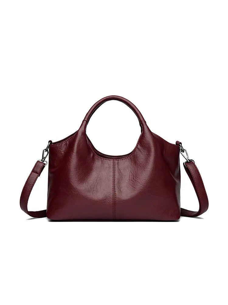 Genuine leather cross-body bag for women, large capacity, soft, available in eight colours