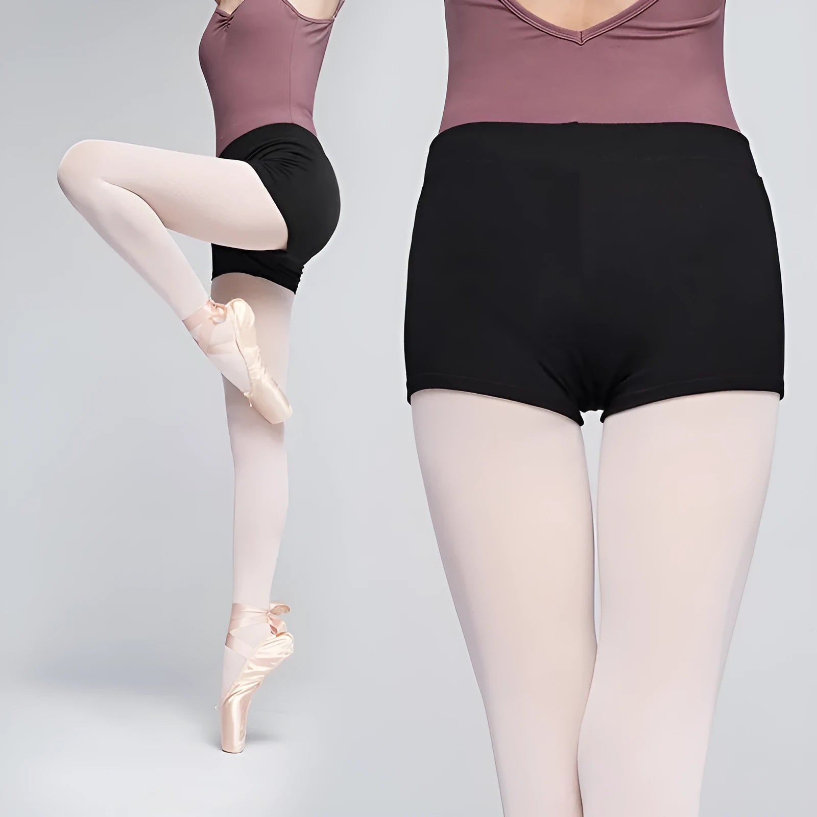 Black cotton ballet practice shorts for women's fitness and dance exercise