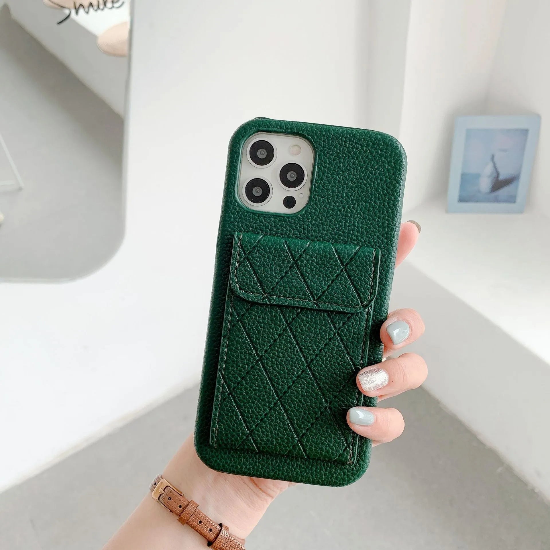Tide imitation leather phone case with card holder for iPhone 12 Pro Max in black colour