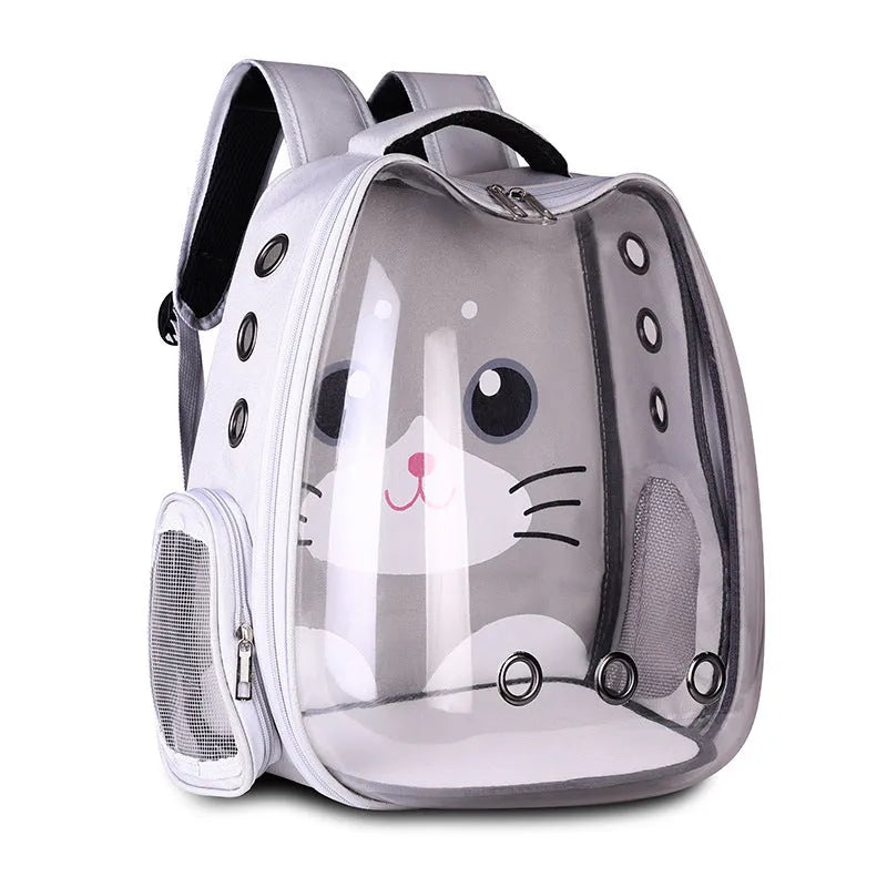 Yellow hard shell pet backpack with nylon body and shoulder straps for cats or small dogs