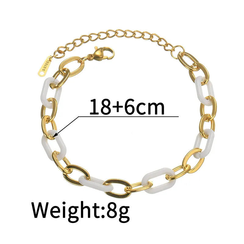 Women's stainless steel bracelet with resin heart charm and double-layer love design