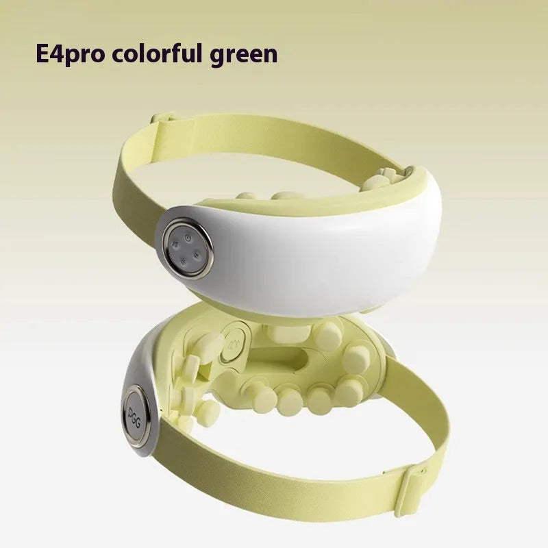 Bluetooth steam eye moisturising hot compress massage device in purplish gray, green, or ink gray colour.