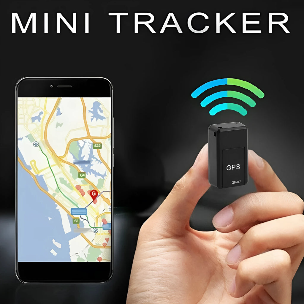 Small black magnetic GPS car tracker device for real-time vehicle and asset tracking.