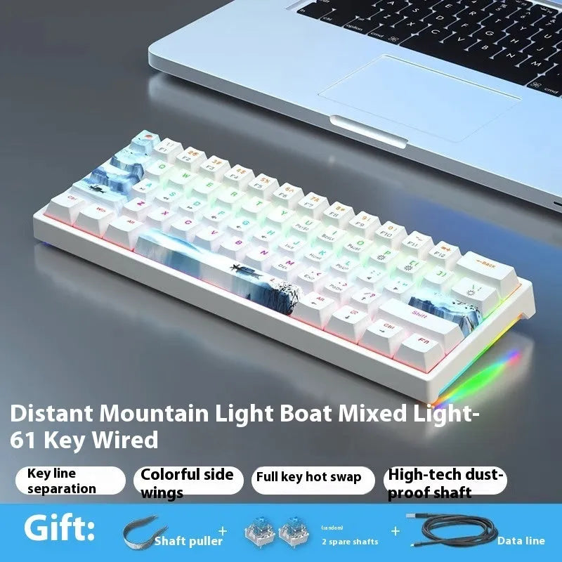 61-key compact mechanical keyboard with wired hot-plug design in multiple colour options