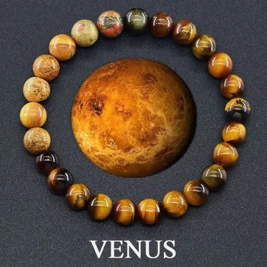 Unisex matte 10mm stone bead bracelet in vintage finish on wrist