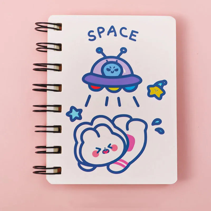 Astronaut Flipped Portable Pocket Notebook with space-themed cover design showing 10.5cm x 8cm dimensions