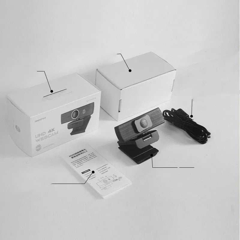 Black USB web camera with magnetic privacy cover for video conferences