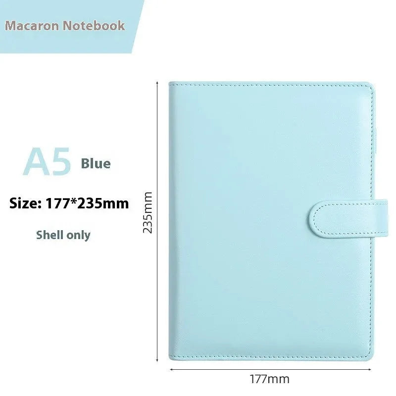 A5 PU leather notebook shell with zipper closure in a solid colour, shown closed.
