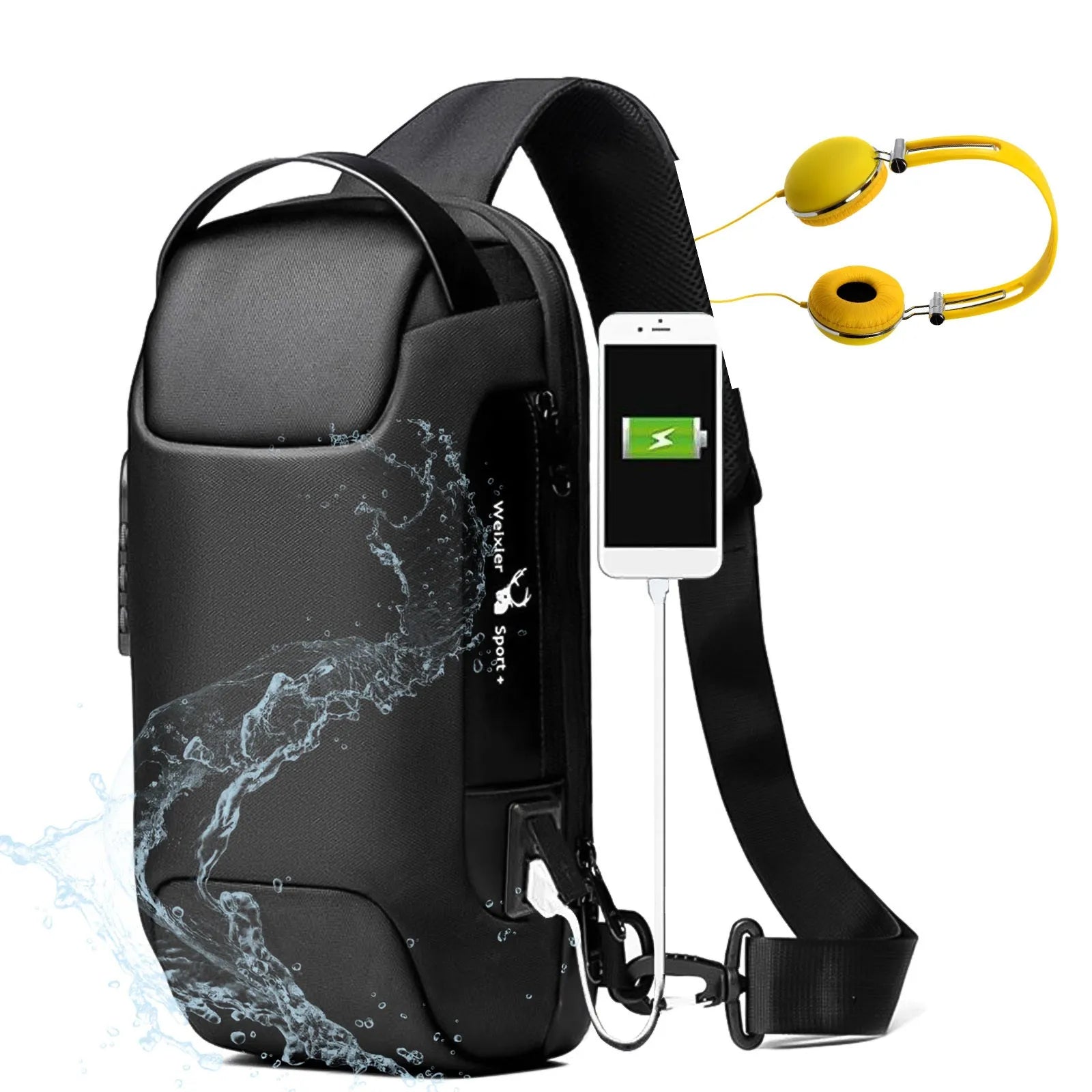 Men's waterproof Oxford cloth anti-theft crossbody messenger bag with laptop compartment