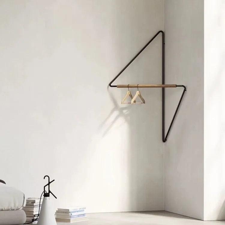 Minimalist carbon steel corner clothes hanger wall mounted storage hook small 50x40cm
