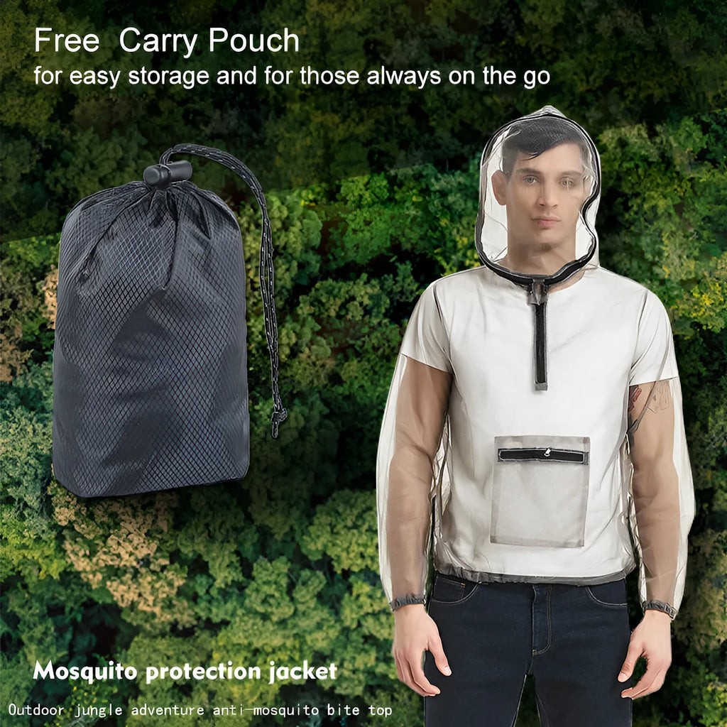 Breathable insect-proof mesh cloth jacket in smoky gray for outdoor hiking and fishing