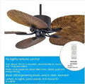 Retro-style ceiling fan light with wooden blades and five copper lampshades