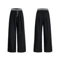 Straight-leg high-waist casual trousers with button-fly design in black or grey colour