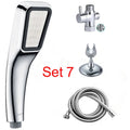 Hand-held pressurised shower with orange shower head and rain function