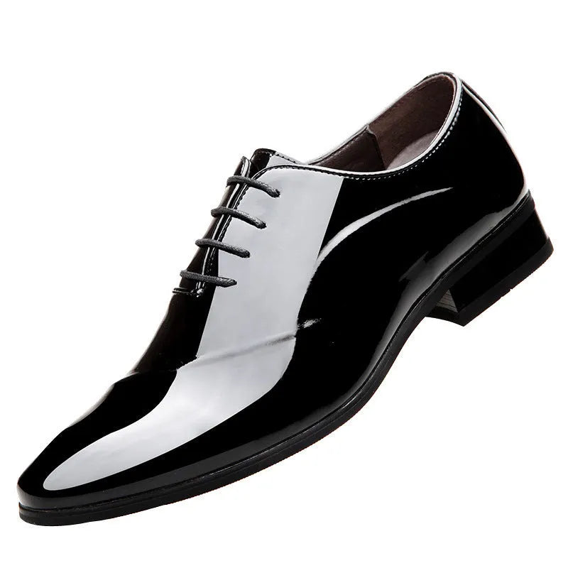 Men's business formal pointed toe shoes in black PU leather, size 38-48