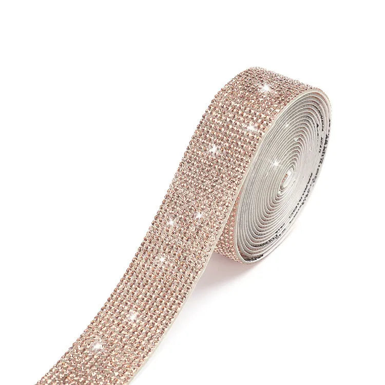 Self-adhesive water drill strip for clothing and shoe decoration in white and AB colour options