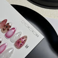 Hand-painted 3D carved nail art patches showing embossed cute patterns in four different sizes