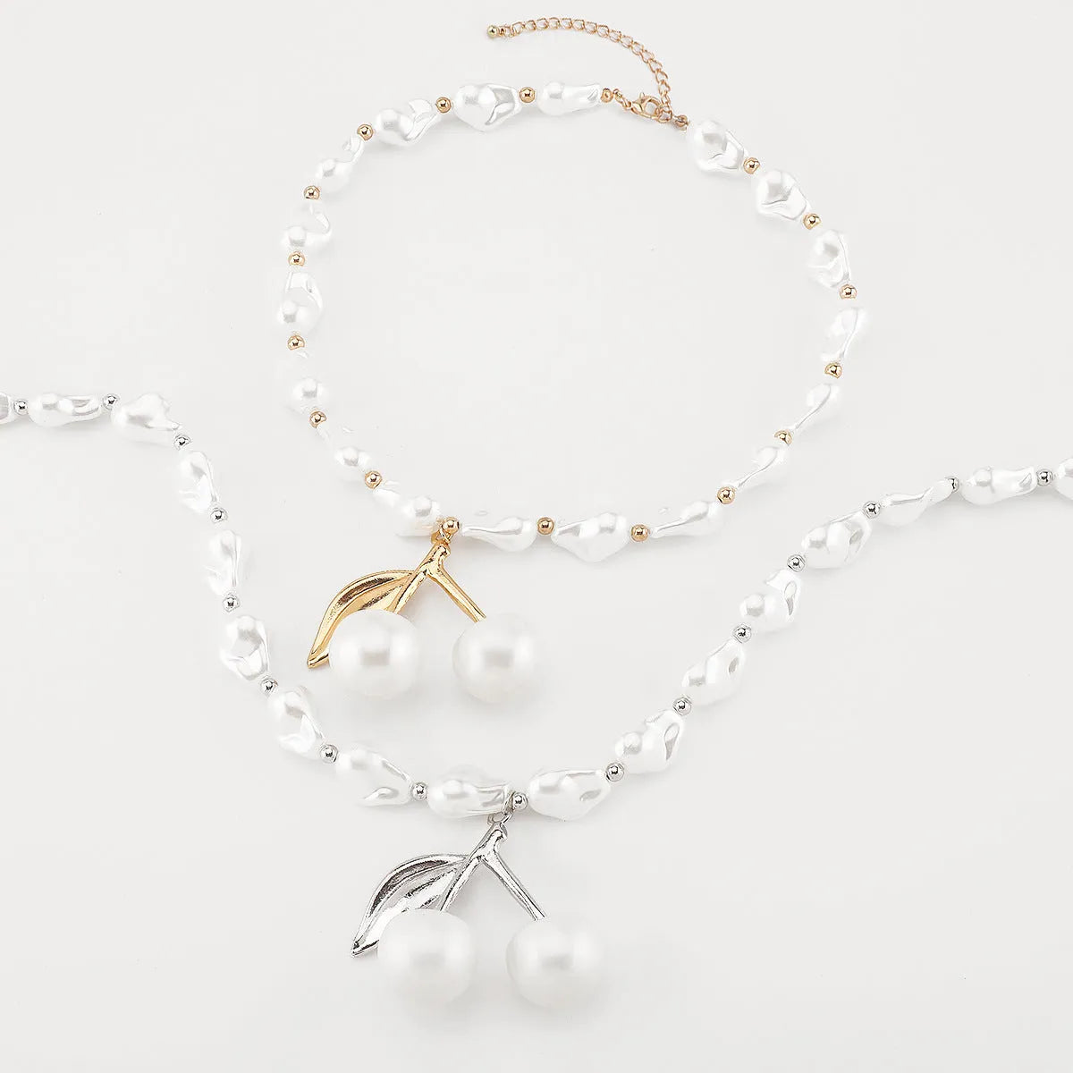Women's irregular fruit necklace with imitation pearls on adjustable pearl chain