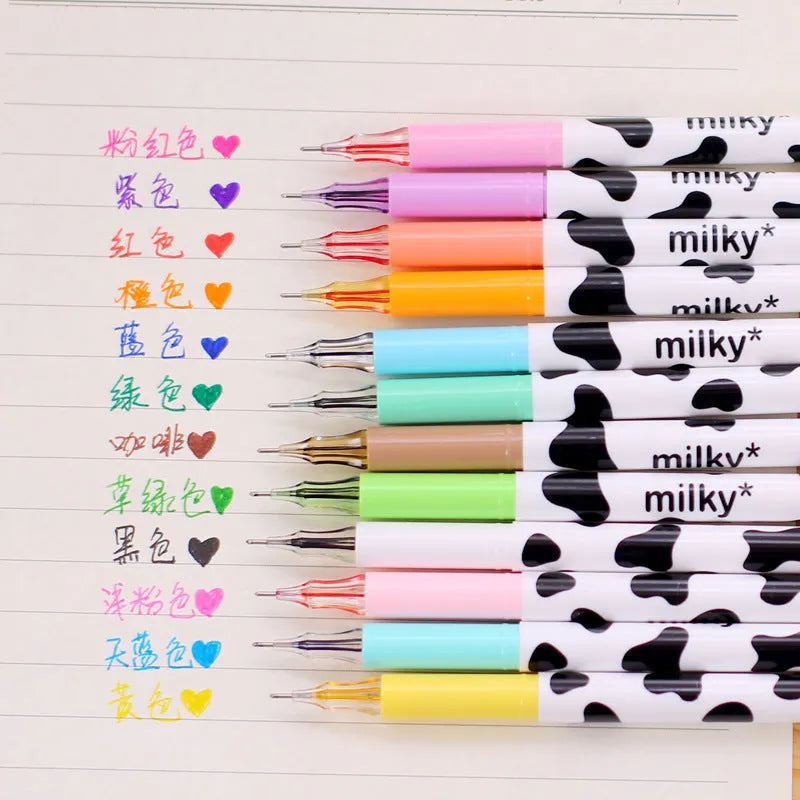 Box of 12 assorted colour gel pens with 0.38mm fine tips for office and stationery