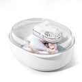 Modern aluminium food defrosting board with USB cable for kitchen counter use.