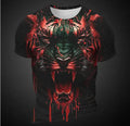 Men's 3D tiger pattern short sleeve T-shirt on thin bird eye cloth polyester fabric