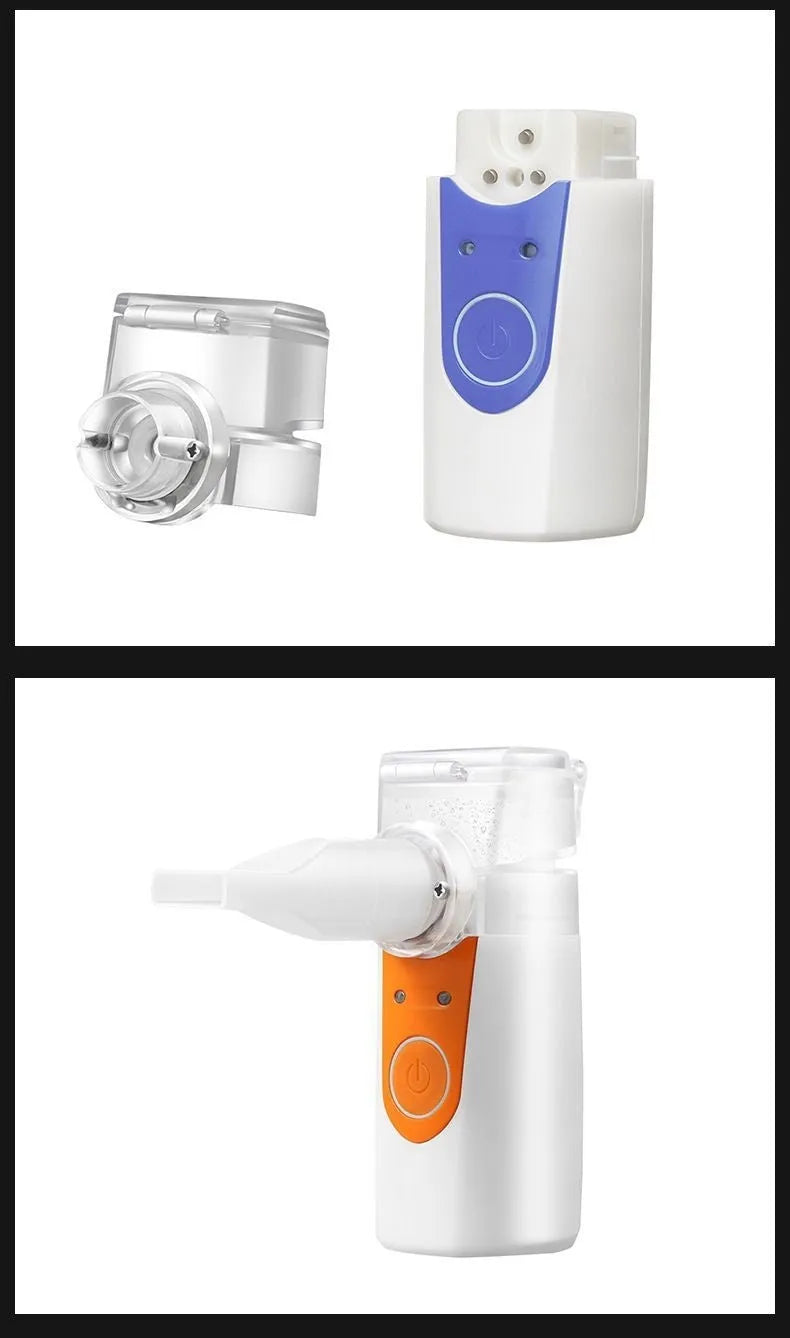 Columnar-shaped plastic handheld nebuliser spray machine with USB connection cable