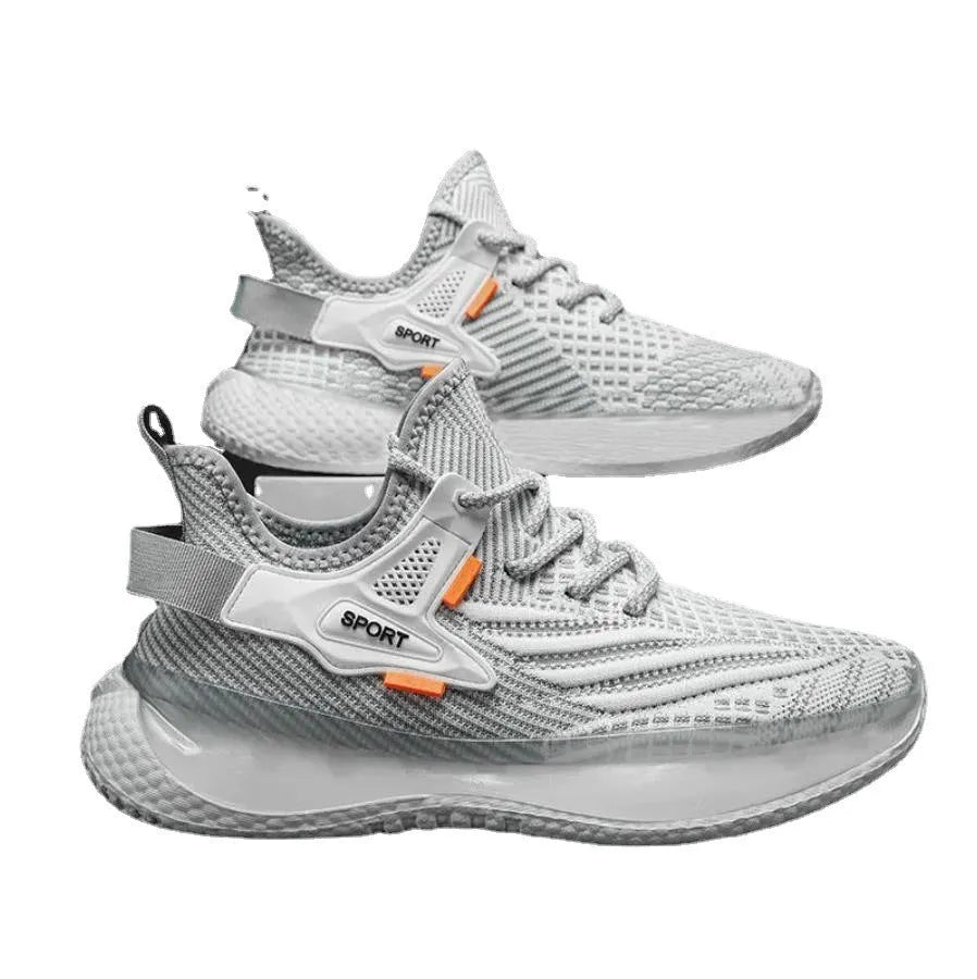 Men's casual sneaker with woven mesh upper in black colour showing round toe and lace-up design