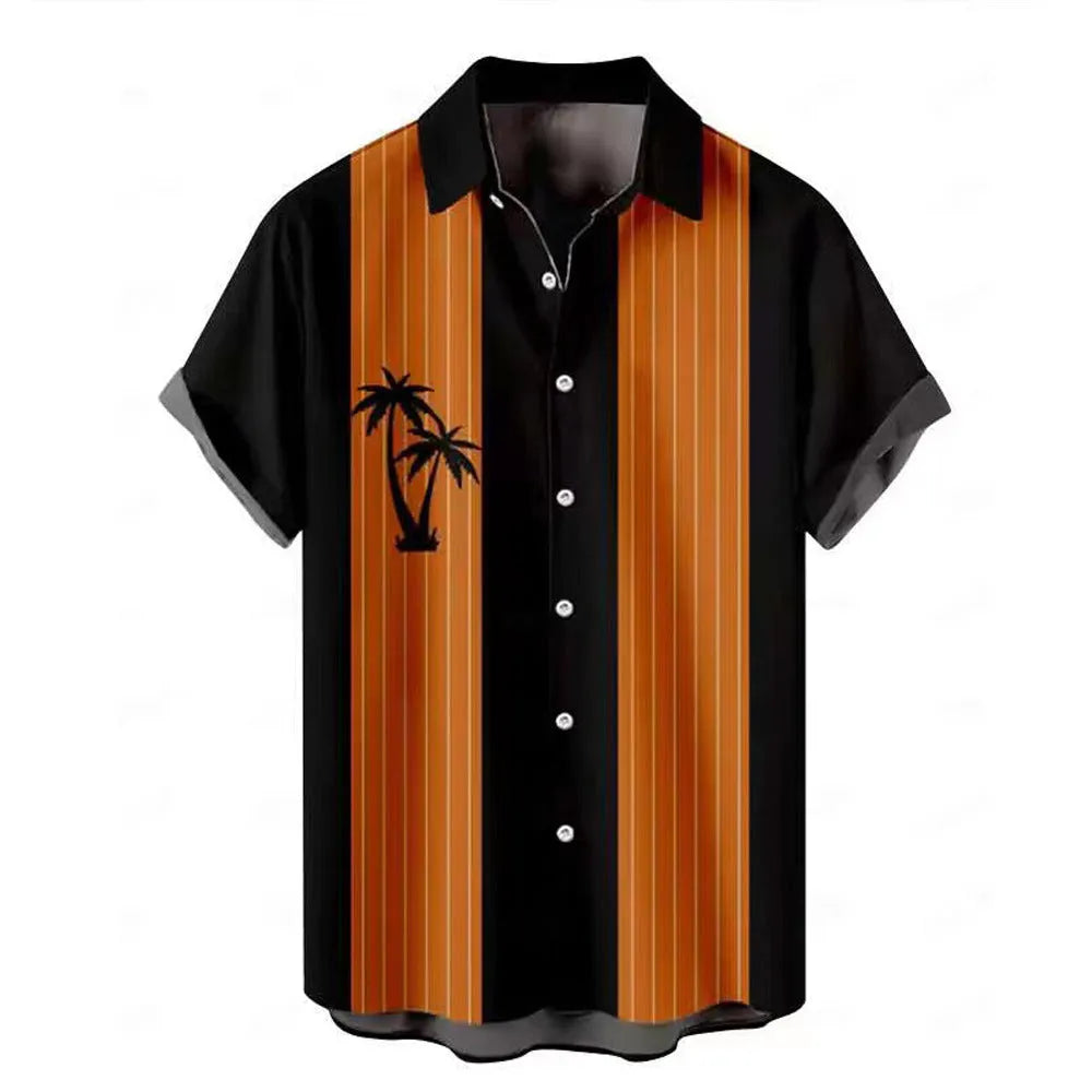 Men's Hawaiian 3D printed short-sleeved shirt in cardigan style, regular fit, polyester blend, multiple colours