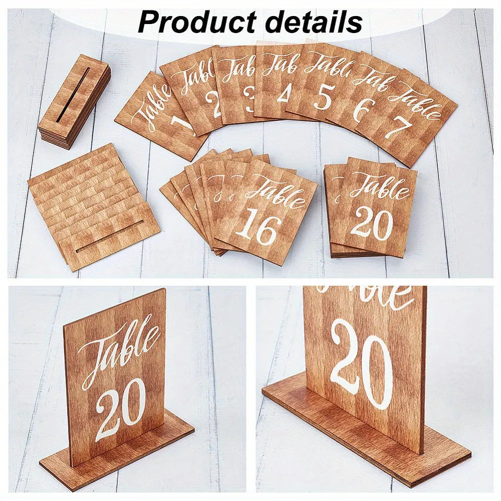 Set of 20 wooden board ornaments in American country style, each 10x7.4 cm, on a wooden surface