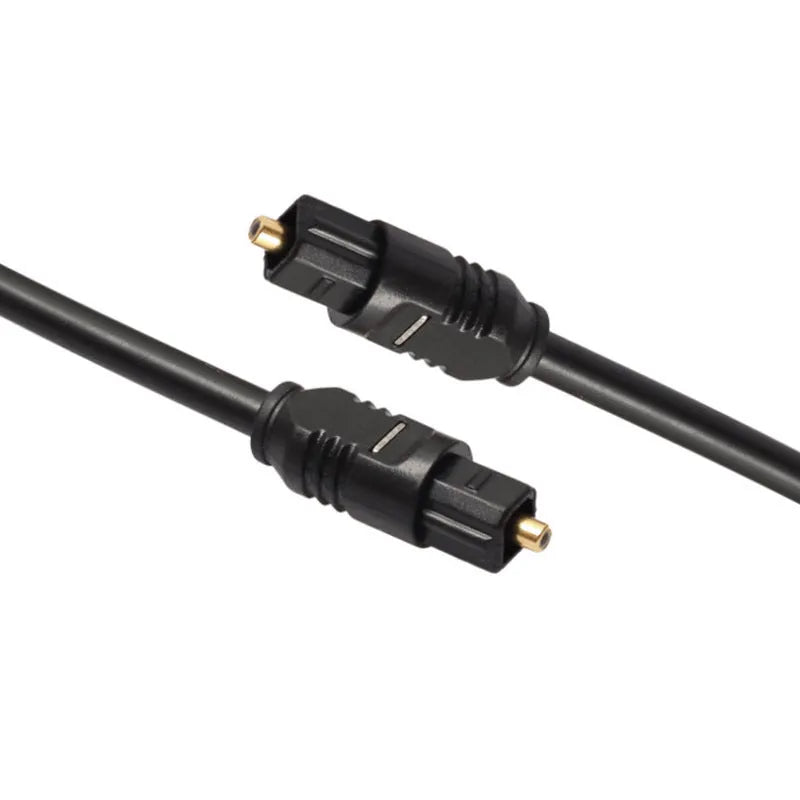 Black Toslink optical audio cable with square connector mouth, 2 metre length