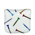 Square golf putter protective sleeve with rocket pattern in black or white PU leather