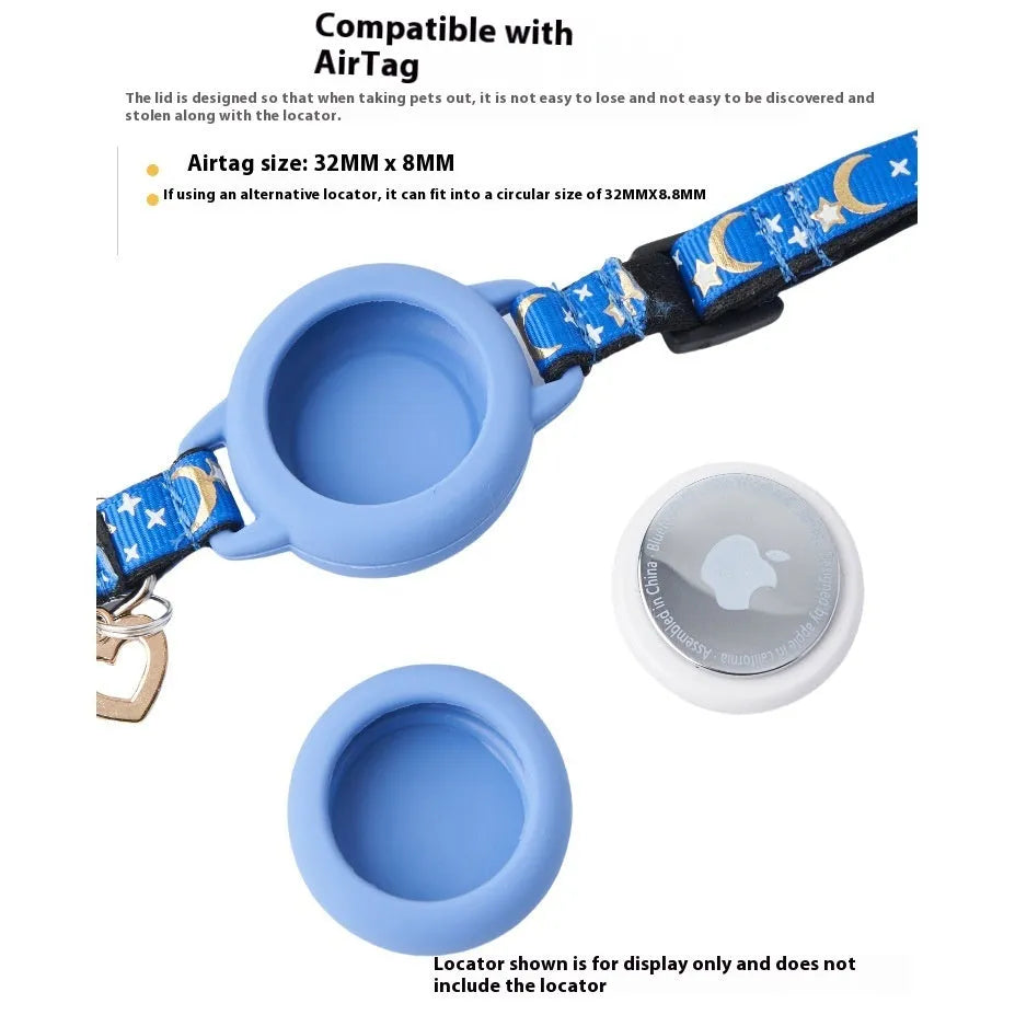 AirTag protective case for cat collars in plastic with adjustable buckle sizing